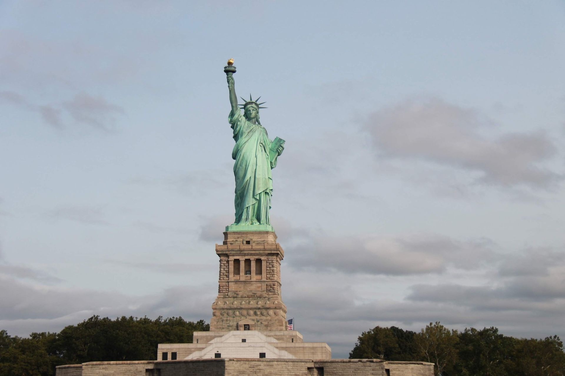 A Estátua da Liberdade vista da balsa