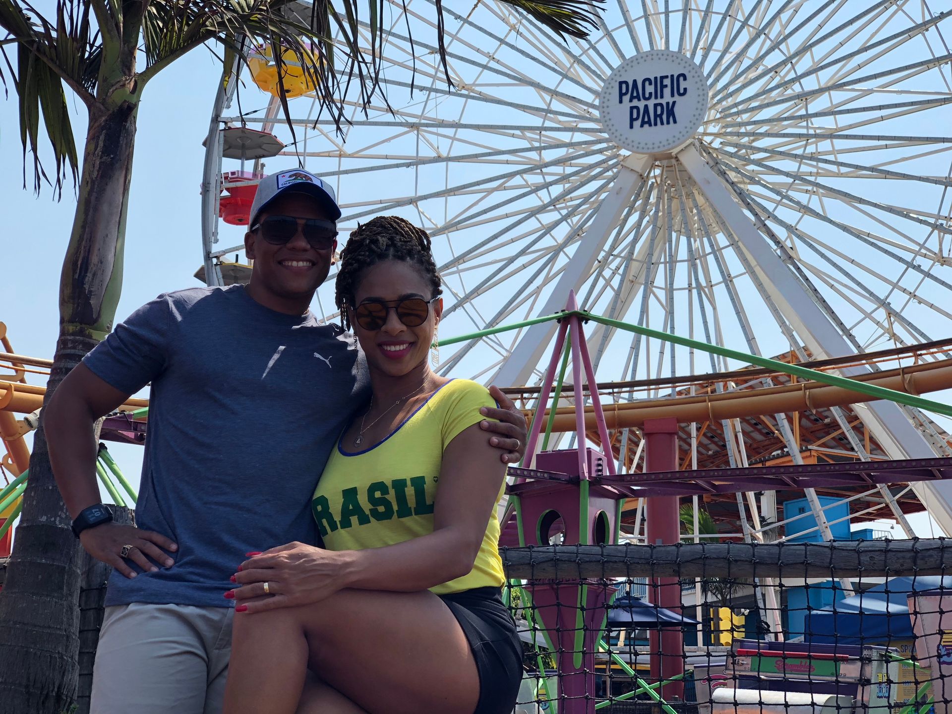 Nós na roda-gigante do píer de Santa Monica
