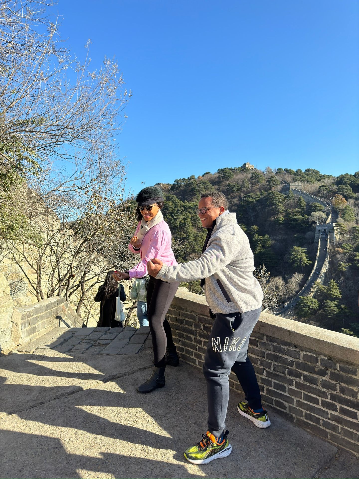 Casal na Grande Muralha da China, em Mutianyu